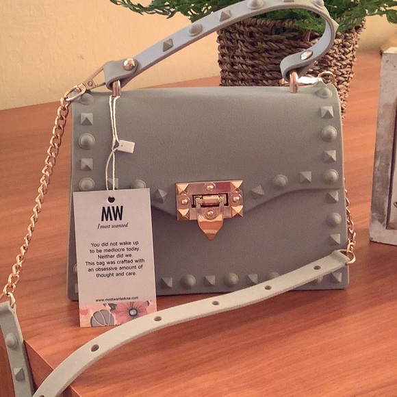 NWT MW Gray Studded Purse 💜💜💜 - Picture 2 of 10
